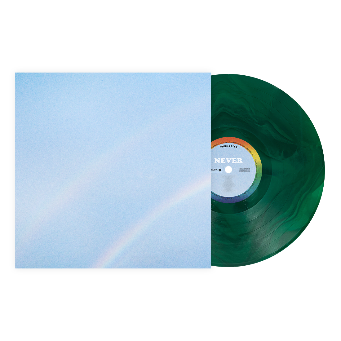 Turnstile ‘NEVER ENOUGH’ release on ‘NATURE GREEN’ colored vinyl. Limited quantities available. One time pressing. Vinyl shown is a mock up of color, and the finished product may vary slightly in shade or appearance.
