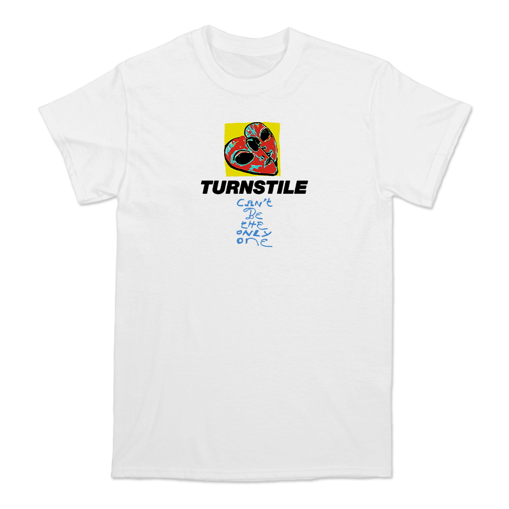 Turnstile's "Only One" design, printed on the front of a white tee.